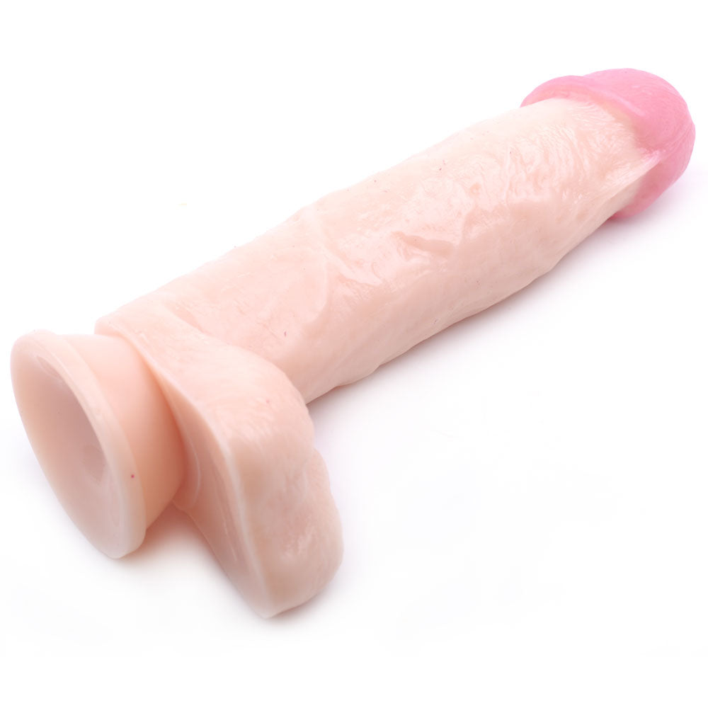 NutBustersXXX Sex Toys 6.9 Inch Pink Tip Dildo Suction Base