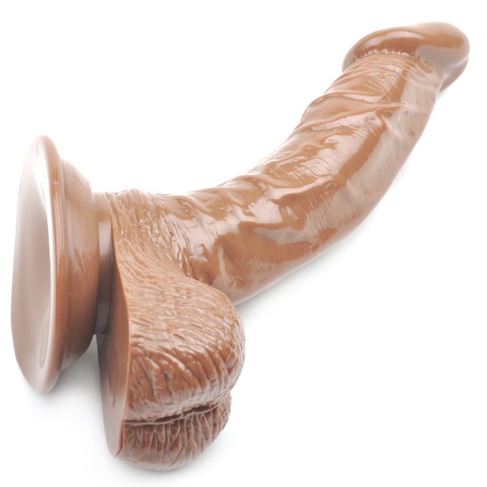 NutBustersXXX Sex Toys 6.5 Inch Chocolate Curved Daddy Dildo Suction Base 