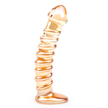 Load image into Gallery viewer, NutBustersXXX Sex Toys Gold Glass Dildo Ridged Shaft 